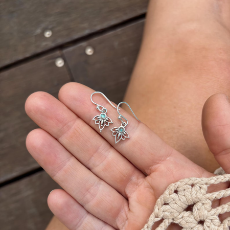 Labradorite Lotus Earrings - detail view | Travel & Tide