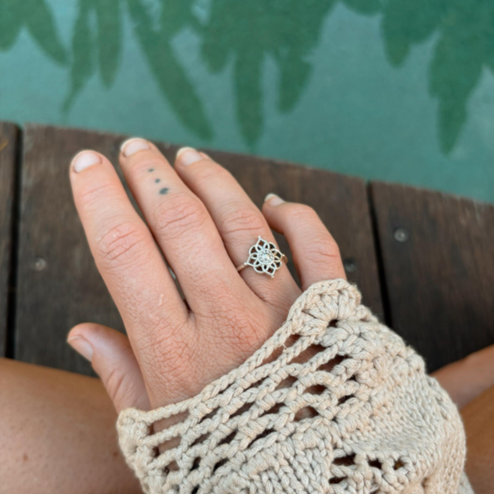 Silver Mandala Ring - close up | Travel & Tide