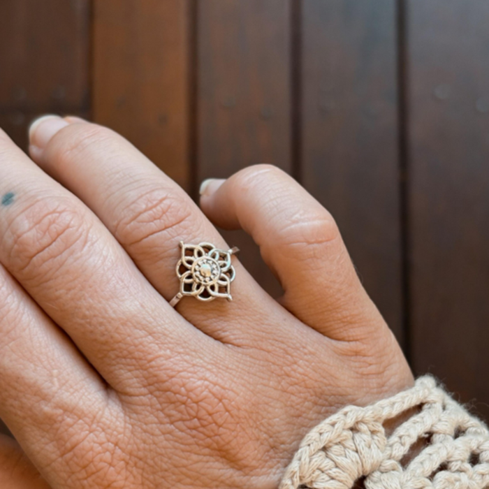 Silver Mandala Ring - detail view | Travel & Tide