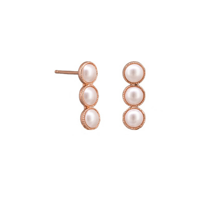 Rose Gold Trio Pearl Crystal Earrings (Copy)