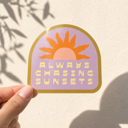 always chasing sunsets glossy vinyl sticker