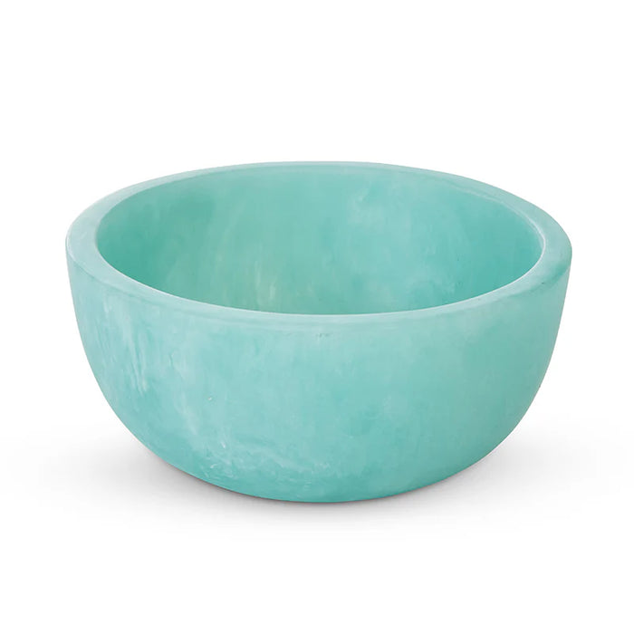 Small aqua resin bowl with natural textures