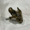 Side view of brass mermaid drawer knob showing screw fitting and scaled tail detail
