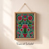 Cactus folk art A5 print styled on a shelf - colourful wall decor made in Australia
