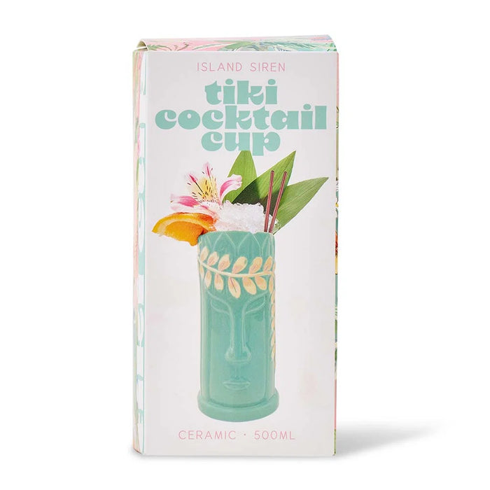 Ceramic Tiki cocktail cup in gift box packaging - 17.5x8x8cm

