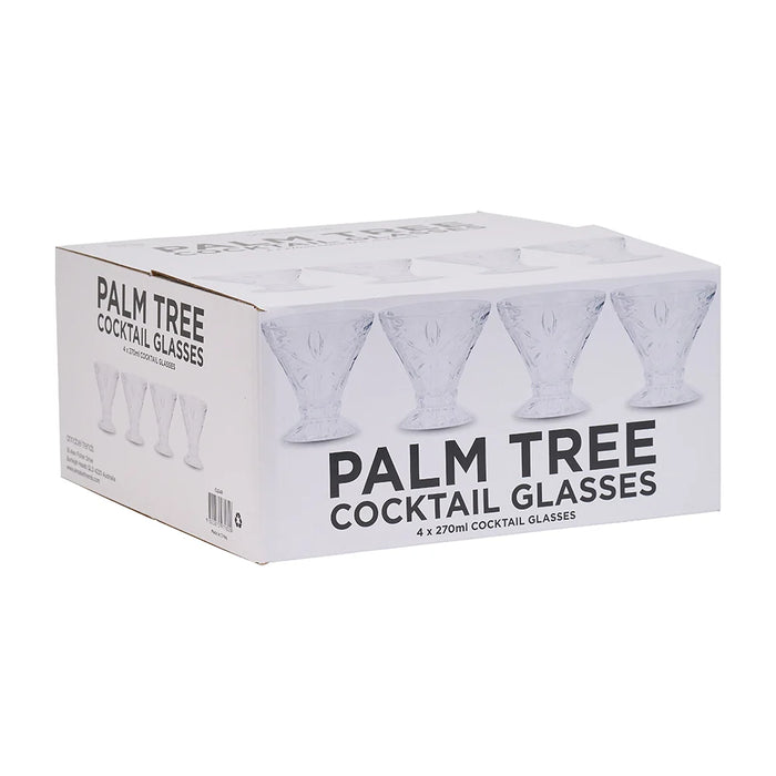 Palm cocktail glass set of 4 in retail packaging box, ready for gifting
