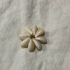 Large white cowrie shell flower charm on linen - Travel and Tide Coastal Notions
