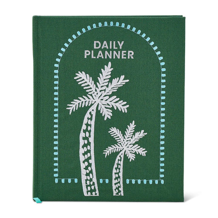Daily Planner Palm Tree with embroidered fabric cover - A5 day to page planner front cover
