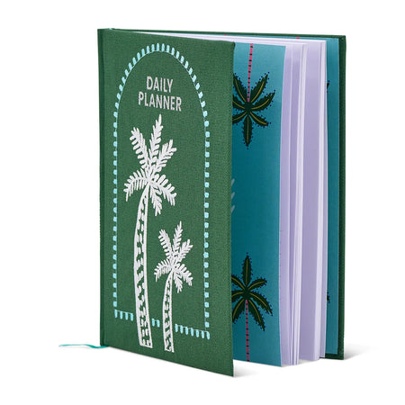 Daily Planner Palm Tree with embroidered fabric cover - A5 day to page planner
