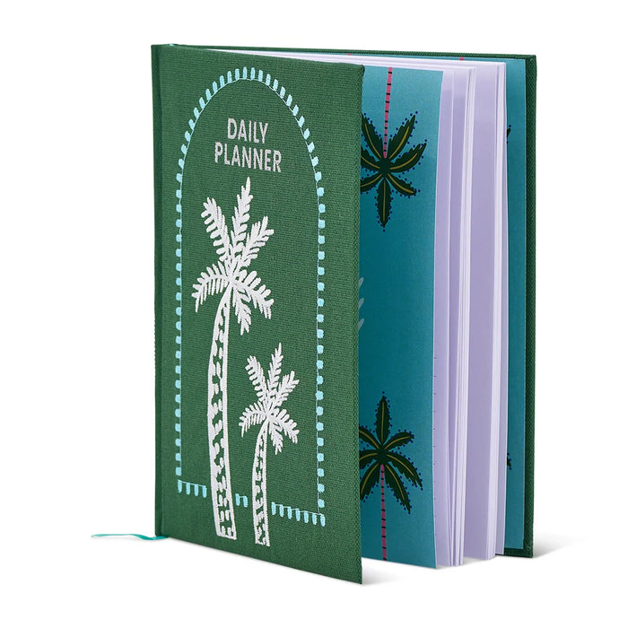 Daily Planner Palm Tree with embroidered fabric cover - A5 day to page planner
