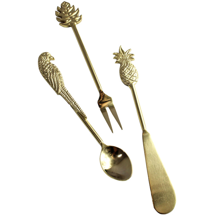 Handcrafted aluminium charcuterie set with tropical designs