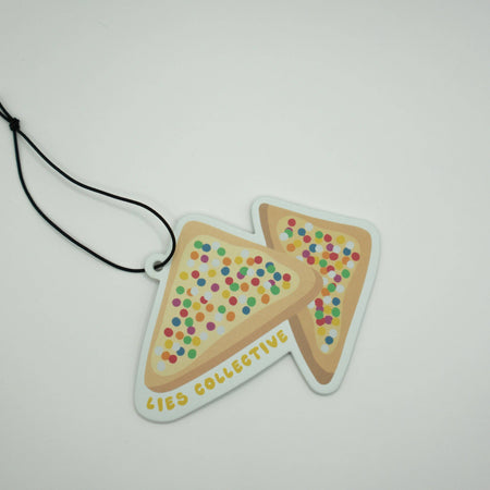 Fairy Bread car air freshener with warm vanilla fragrance
