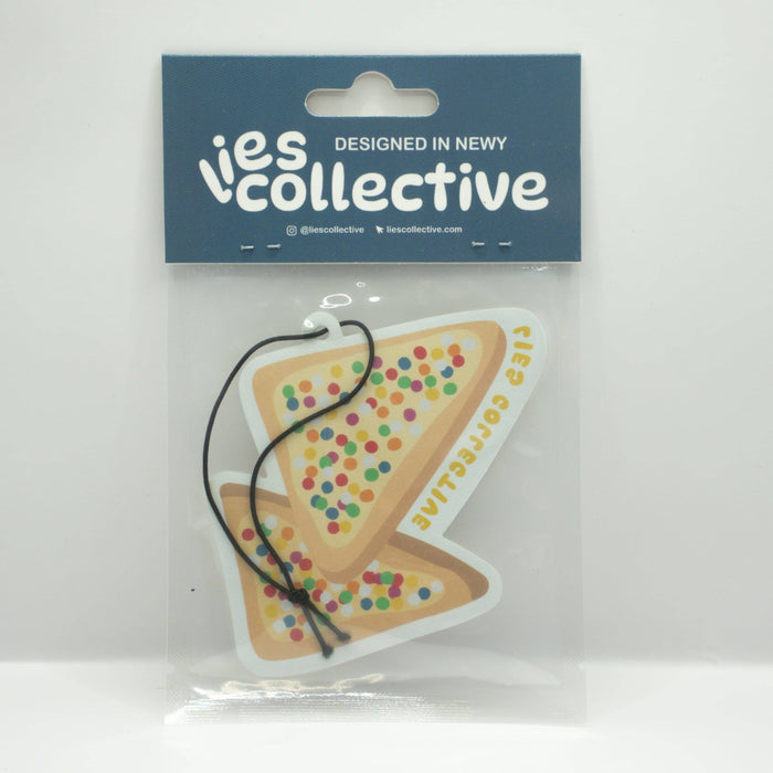 Fairy Bread vanilla car air freshener in packaging
