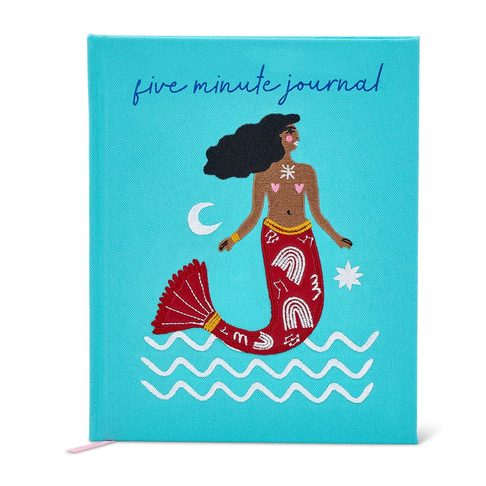 Five Minute Mermaid Journal styled on bedside table - daily gratitude journal
