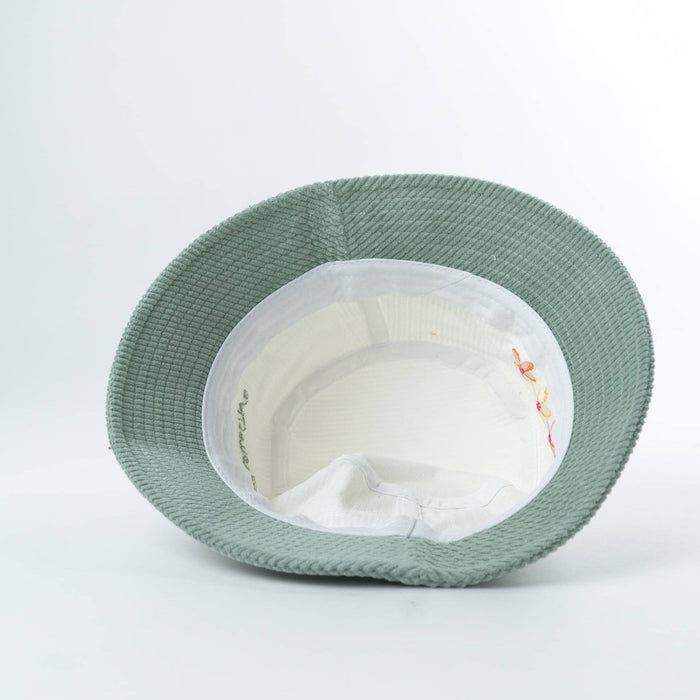 Inside view of Flower Bloom corduroy bucket hat
