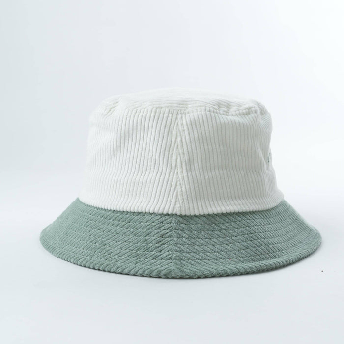 Side view of Flower Bloom corduroy bucket hat with embroidered floral detail
