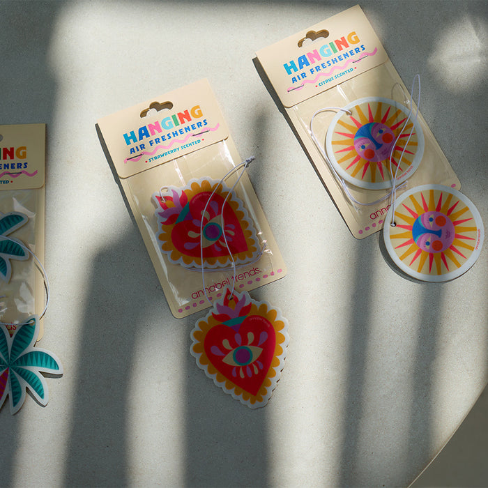 Fiesta Hanging Air Fresheners – 4 Styles - Palm, Heart, Bird, Sun - additional view | Travel & Tide