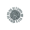 Fringe grey round paper coaster with textured edge, styled on a coastal table setting