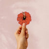 Hibiscus Pink waterproof matte vinyl sticker by Travel and Tide, designed in Australia