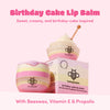 Honeybalm birthday cake lip balm open showing texture - beeswax propolis and vitamin E formula
