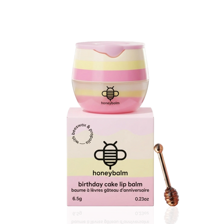 Honeybalm birthday cake lip balm - limited edition vanilla strawberry flavour lip care
