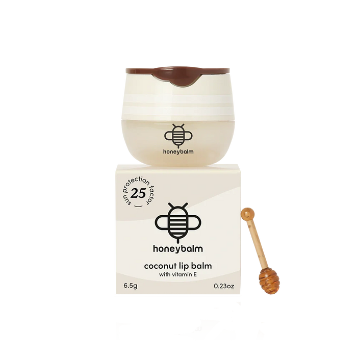Honeybalm coconut SPF 25 lip balm with honey-dipper applicator - natural sun protection lip care