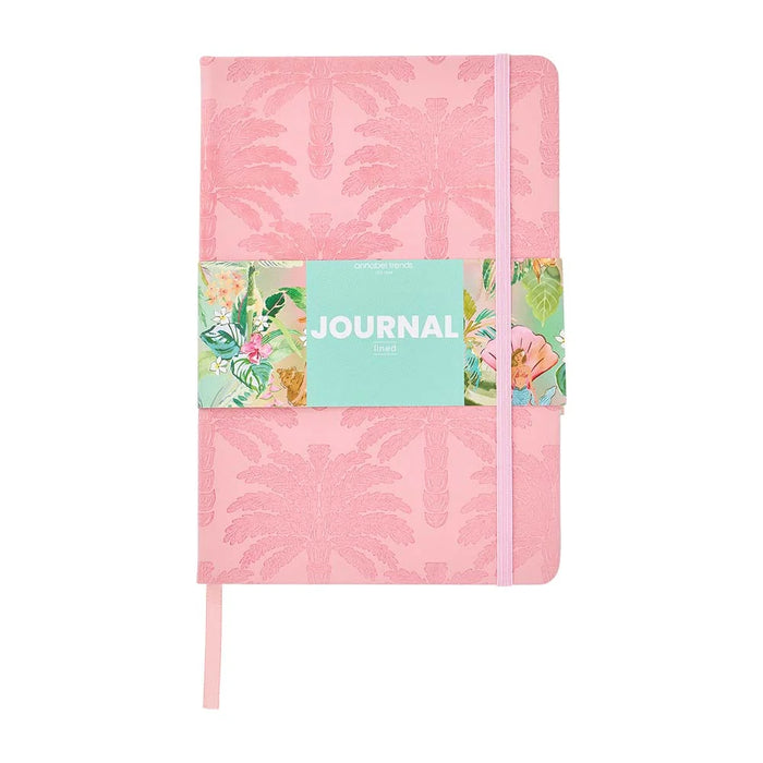 Tiki Palm journal with embossed blush pink PU hardcover and elastic closure - A5
B