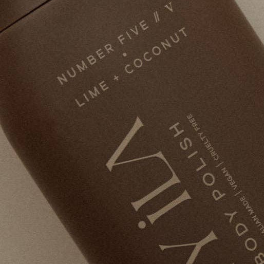 IVY ILA No. V body polish styled with coastal accessories — zesty lime coconut sugar scrub, vegan and cruelty-free
