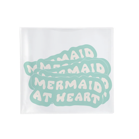 Mermaid at Heart sticker shown on a water bottle — coastal vinyl decal by Daydream Prints
