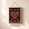 Mexican folk art heart print in clear cello sleeve with backing board - gift ready packaging
