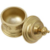Gold resin palm canister with lid removed showing hollow interior and embossed palm tree detail
