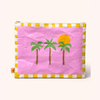 Palm tree sand-proof Tyvek beach pouch — lightweight 12" zip bag for phones, keys and beach essentials
