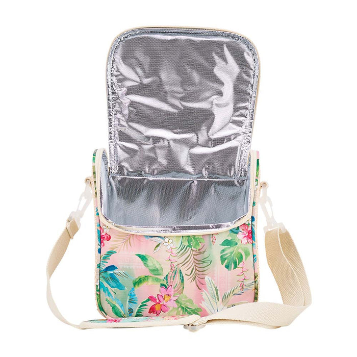 Interior view of Tiki Island picnic lunch bag showing fully insulated polyethylene foam lining
