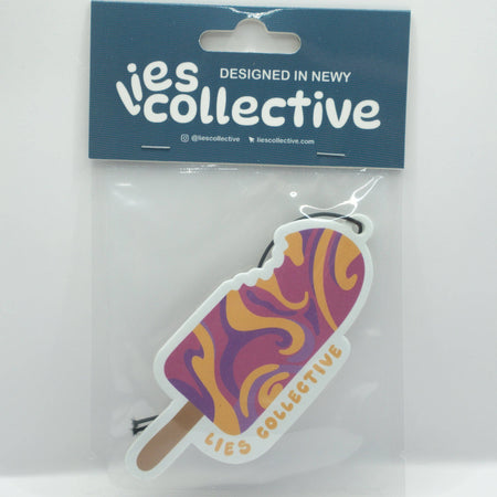 Rainbow Pop vanilla car air freshener in packaging

