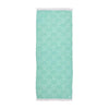 Resort Towel Mint Palm - 100% cotton terry with tonal palm jacquard and white fringe trim
