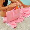 Resort Wet Pouch open showing waterproof PVC inner lining - 25x35.5cm beach pouch
