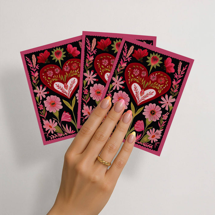 Sacred heart folk art A5 mini art print on premium matte paper - Travel and Tide
