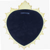 Back view of gold sacred heart wall mirror showing velvet backing and wall-hanging bracket
