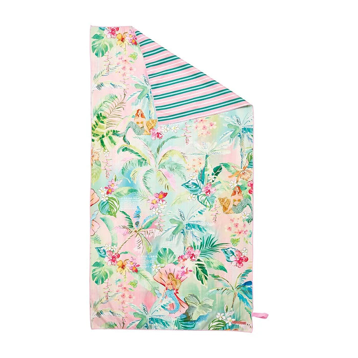 Sand free Tiki microfibre beach towel - 160x80cm suede-like microfibre with elastic strap
