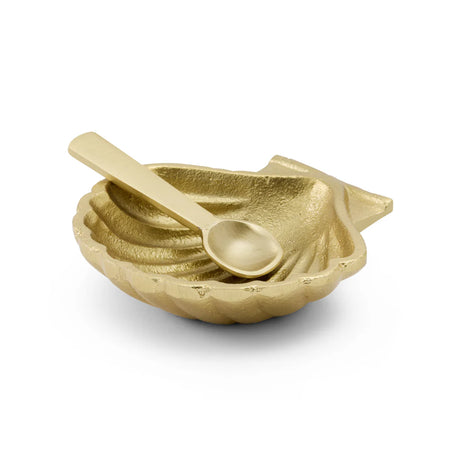 Scallop gold salt dish and spoon set 