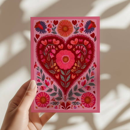 Scandinavian folk heart A5 mini art print on premium matte paper - Travel and Tide
