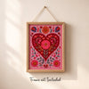 Scandinavian folk heart A5 print styled on a shelf - Nordic wall decor made in Australia
