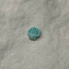 Seafoam aqua ceramic scallop shell bead on white linen - Travel and Tide Coastal Notions
