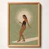 Sun Glider sage art print by Travel and Tide, coastal vintage style A3 print, designed in Australia
