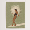Sun Glider sage A3 wall art print in coastal interior styling
