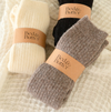 Light choccy cashmere wool blend socks laid flat — soft, warm and durable everyday socks by Bed & Butter
