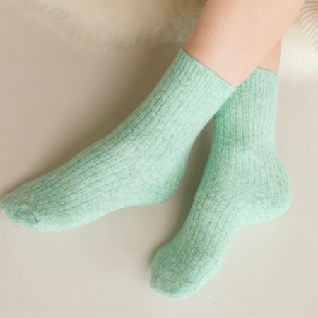 The Comfiest Socks in mint — responsibly sourced cashmere wool blend socks by Bed & Butter
