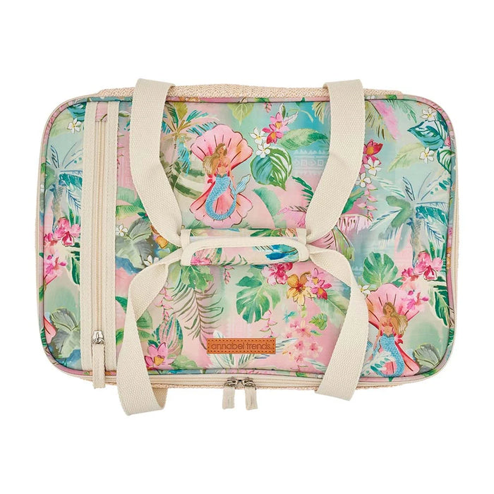 Top view of Tiki Island Picnic Make Take Bag showing zip closure and padded carry handle
