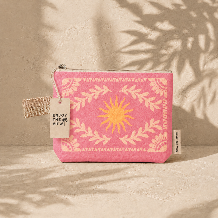 Tyvek Toiletry Pouch Boho Sun - lightweight water-resistant travel pouch with zip closure

