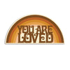 You Are Loved rainbow die-cut vinyl sticker on a flat surface, coastal gift idea
